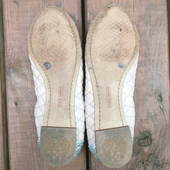 Vince Camuto Fawna Ballet Flats Shoes Slip On Tan Silver Sparkle 7.5 - Picture 5 of 6